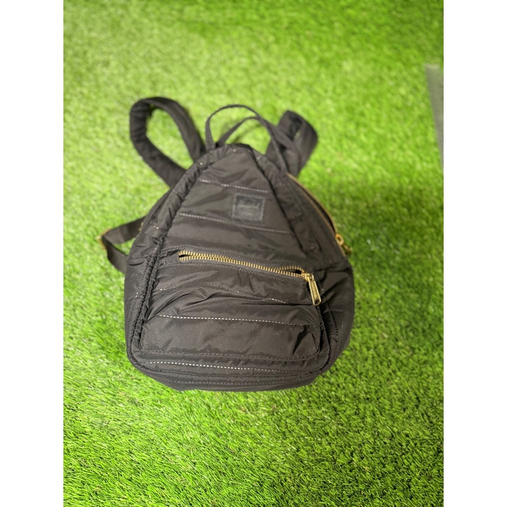 Herschel Supply Co Black Quilted Puffer Mini Backpack Gold‎ Zip